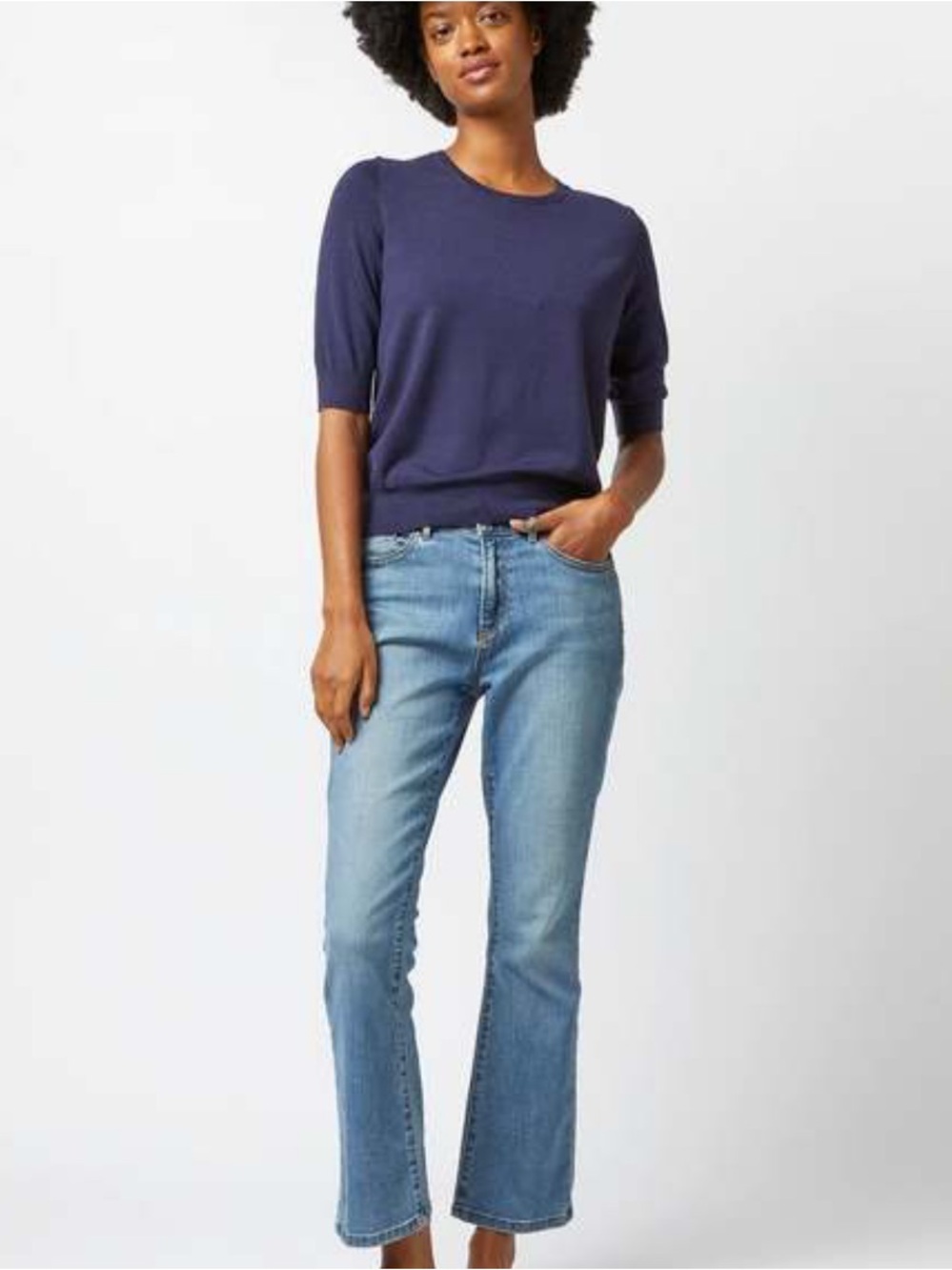 Ann Mashburn Women's Navy 100% Silk Nadine Short Sleeve Sweater NWT Size S